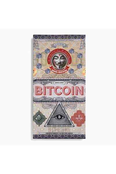 Luxcanva Tablou Canvas Bitcoin 50x100 cm pe Sasiu Lemn Decorativ Criptomoneda...