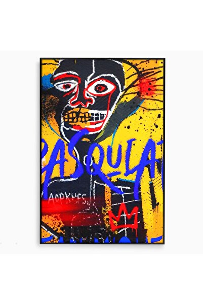 Luxcanva Tablou Canvas Basquiat Yellow 70x100 cm cu Rama Negru Room Arta Stra...