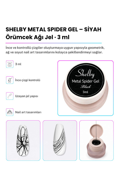 Shelby Professional Nail Art SHELBY 3 GR. SPİDER TASARIM GEL SİYAH