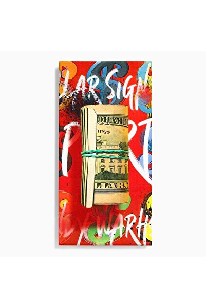 Luxcanva Tablou Canvas Graffiti Dollar 60x120 cm pe Sasiu Lemn Room Bani Cash