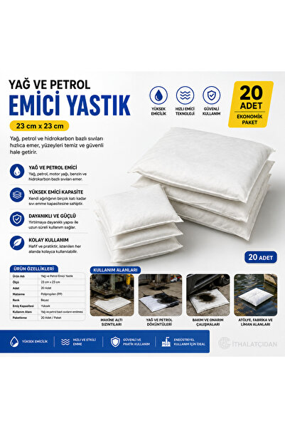 Yağ Ve Petrol Emici Yastık 23 cm x 23 cm 20 Adet . BMPBM2299