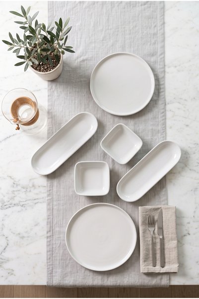 h homerest 6 Parça 2 Kişilik Seramik Kahvaltı Takımı Beyaz Minimalist Sunum S...