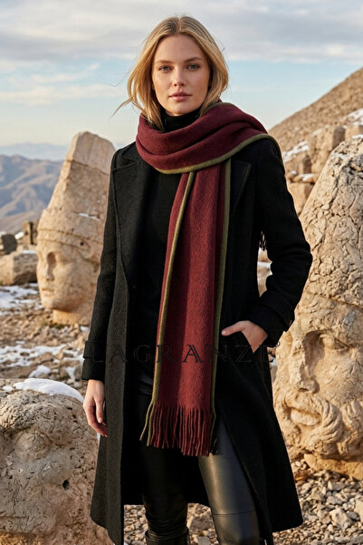 LAGRANZE Women's Thick Winter Shawl/Scarf with Piping Detail and Tassels