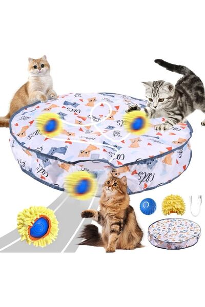 Giftry ® Jucarie inteligenta 2 in 1 pentru pisici cu bila interactiva, miscar...