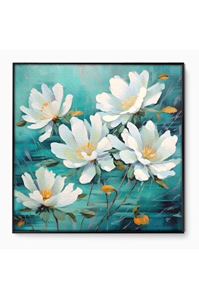 Luxcanva Tablou Canvas Dansul Florilor 140x140 cm cu Rama Negru Living Flori ...