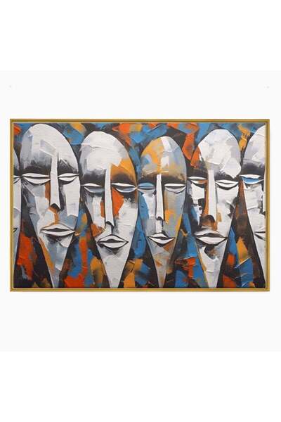 Luxcanva Tablou Canvas Masti 120x80 cm cu Rama Auriu Galerie De Arta Oameni A...