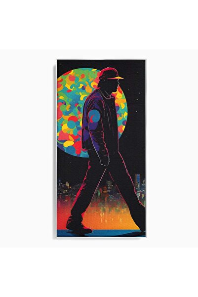 Luxcanva Tablou Canvas Sub Clar De Luna 50x100 cm cu Rama Argintiu Room Oras ...