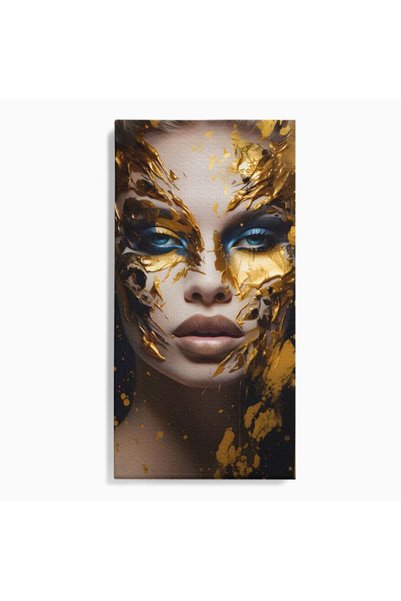 Luxcanva Tablou Canvas Gold Girl 50x100 cm pe Sasiu Lemn Living Room Femeie A...