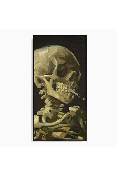 Luxcanva Tablou Canvas Skeletons 50x100 cm cu Rama Negru Room Tigara Schelete