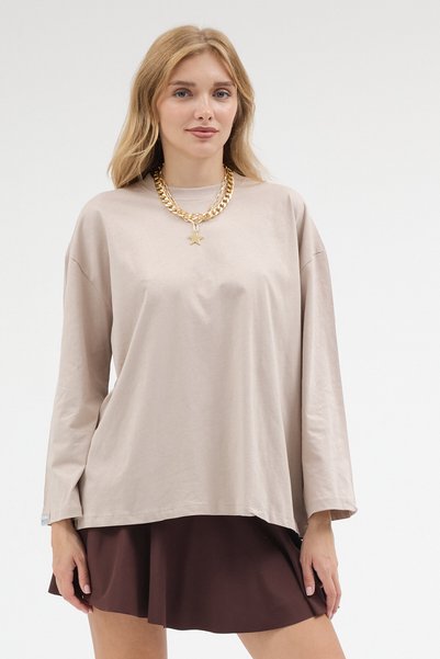 martedi Γυναικείο oversized t-shirt με στρογγυλή λαιμόκοψη και μακρύ μανίκι