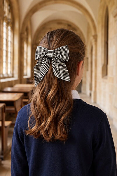 Katia&Bony Black Clip Buckle with Gingham Bow