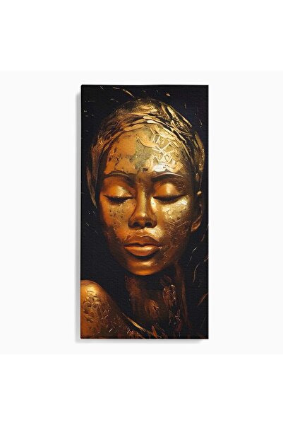 Luxcanva Tablou Canvas Lady African 50x100 cm pe Sasiu Lemn Living Femeie Aur