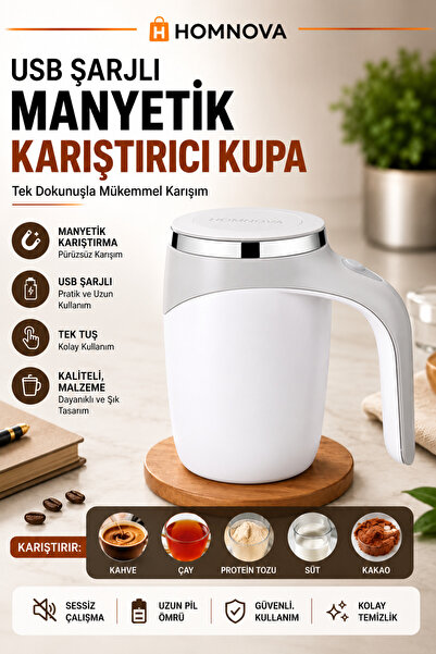 Homnova USB Şarjlı Manyetik Karıştırıcı Kupa Otomatik Karıştıran Termos Kupa ...