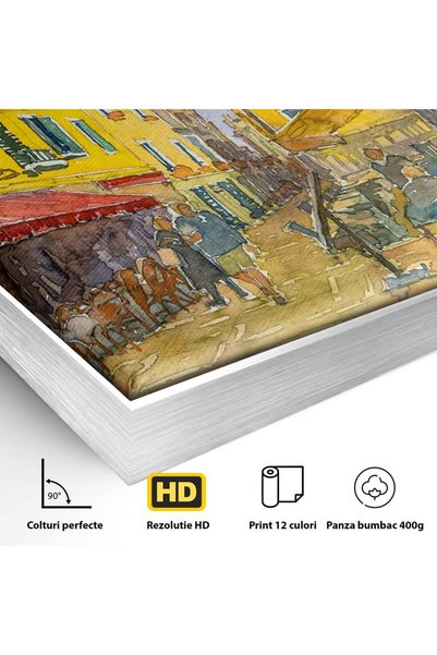 Luxcanva Tablou Canvas Terase 70x70 cm cu Rama Argintiu Living Hol Strada