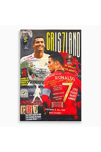 Luxcanva Tablou Canvas Cristiano Ronaldo 120x80 cm pe Sasiu Lemn Decorativ Mo...
