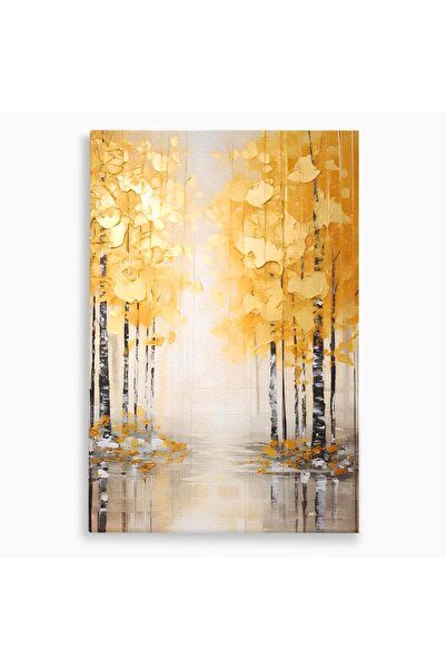 Luxcanva Tablou Canvas Copaci Aurii 70x100 cm pe Sasiu Lemn Room Living Pom