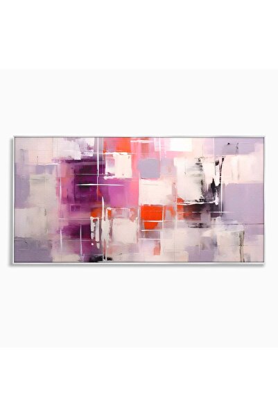 Luxcanva Tablou Canvas Contraste Purpurii 100x50 cm cu Rama Argintiu Dormitor...