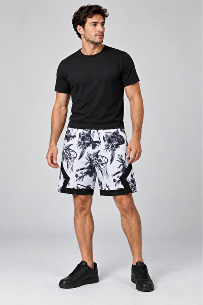 Generic Brand Black and White Color Basketball Pattern Printed Mesh Shorts Active Athletic Shorts for Men