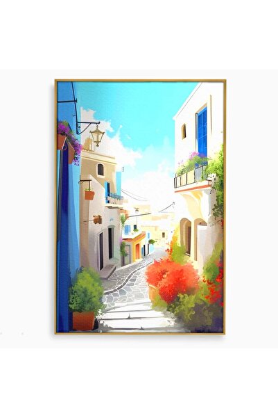 Luxcanva Tablou Canvas Oras Colorat 100x150 cm cu Rama Auriu Room Vacanta Cla...