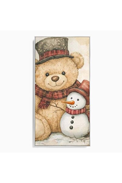 Luxcanva Tablou Canvas Prieteni Buni 70x140 cm cu Rama Argintiu Ursulet Plus ...