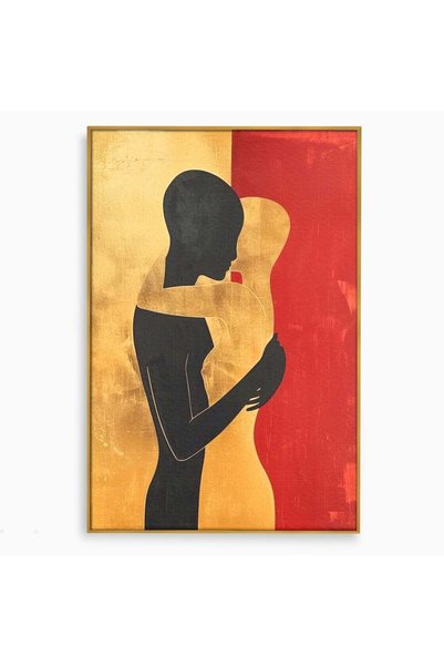 Luxcanva Tablou Canvas Imbratisarea Sufletelor 40x60 cm cu Rama Auriu Protect...