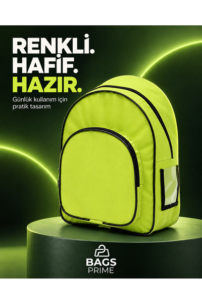 Bags Prime Neon Yeşil Çok Bölmeli Günlük Okul ve Sırt Çantası