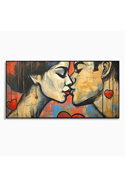 Luxcanva Tablou Canvas Iubire Nemuritoare 140x70 cm cu Rama Negru Romantism A...