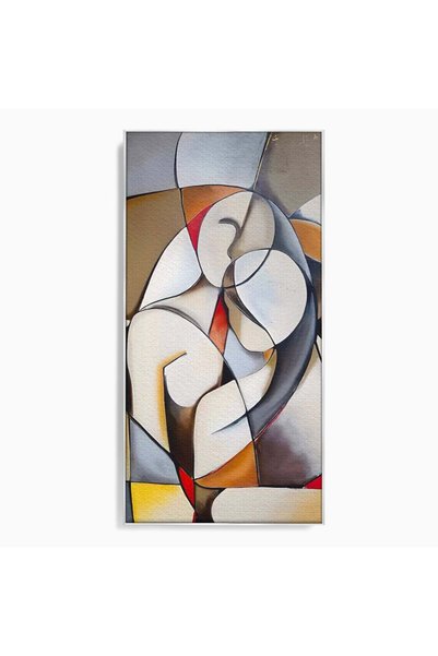 Luxcanva Tablou Canvas Un Cuplu Abstract 70x140 cm cu Rama Argintiu Living Iu...