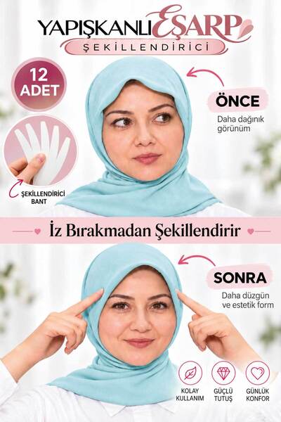 FixCaps 12 Adet Kendinden Yapışkanlı Eşarp ve Şal Şekillendirici Bant
