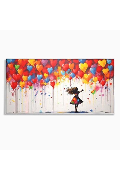 Luxcanva Tablou Canvas Inimi ce Poarta Dorinte 140x70 cm cu Rama Argintiu Cer...