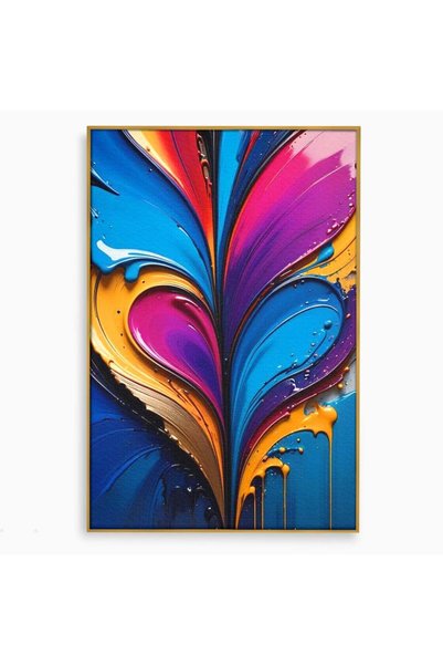 Luxcanva Tablou Canvas Aripile Vietii 80x120 cm cu Rama Auriu Abstract Fluid ...