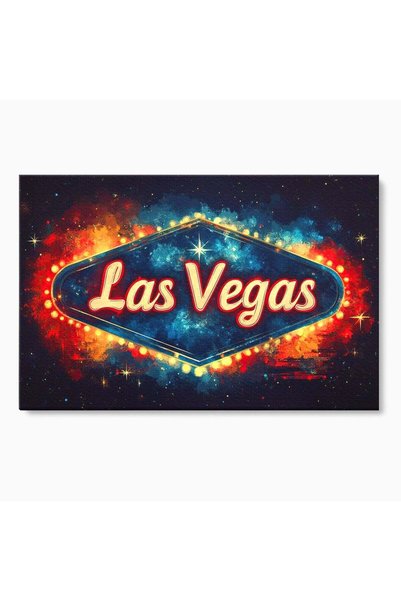 Luxcanva Tablou Canvas Viva Las Vegas 150x100 cm pe Sasiu Lemn Exuberanta Lux...