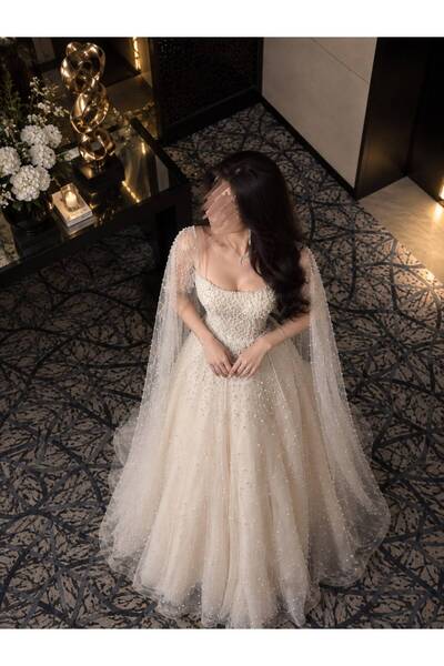 MILANORA Luxury Pearl Evening Dress