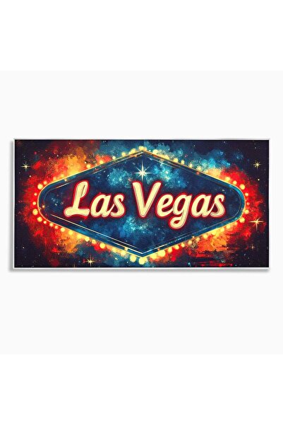 Luxcanva Tablou Canvas Viva Las Vegas 100x50 cm cu Rama Argintiu Exuberanta L...