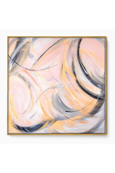Luxcanva Tablou Canvas Exprimare Libera 70x70 cm cu Rama Auriu Dormitor Cercu...