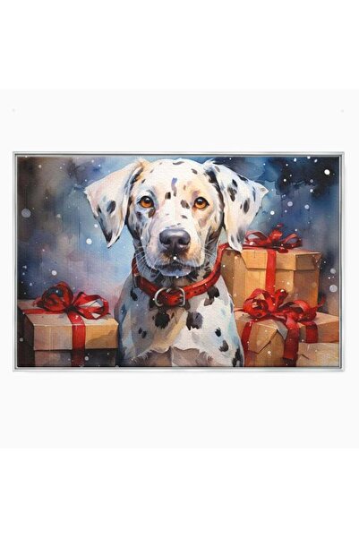 Luxcanva Tablou Canvas 101 Dalmatieni 60x40 cm cu Rama Argintiu Dalmatian Des...