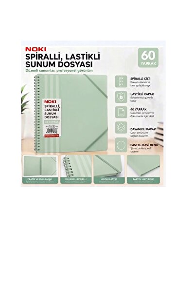 Noki Spiralli Sunum Dosyasi 60 Yap.Pastel Yesil