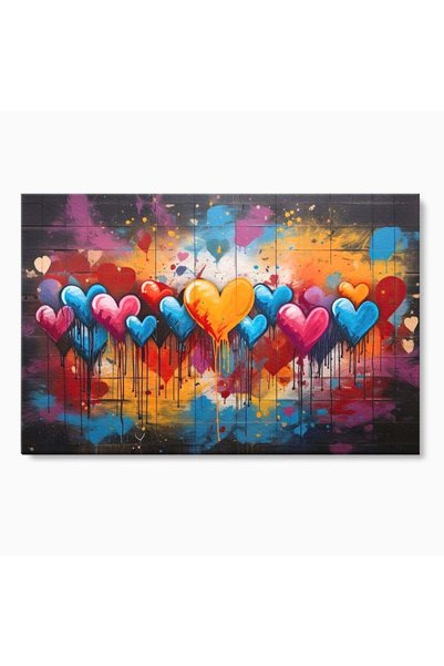 Luxcanva Tablou Canvas Explozie de Inimi 150x100 cm pe Sasiu Lemn Baloane Fer...