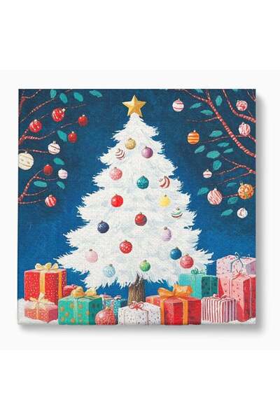 Luxcanva Tablou Canvas Farmecul Bradului Alb de Craciun 70x70 cm pe Sasiu Lem...