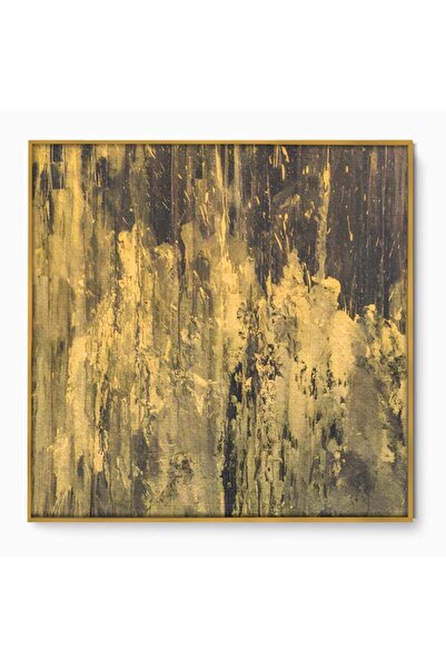Luxcanva Tablou Canvas Vibratie Gold 140x140 cm cu Rama Auriu Living Abstract...