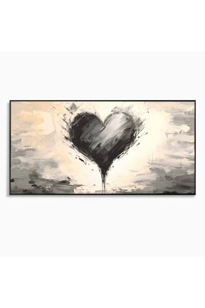 Luxcanva Tablou Canvas Inima In Mijlocul Furtunii 120x60 cm cu Rama Negru Iub...