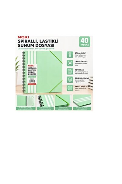 Noki Spiralli Sunum Dosyasi 40 Yaprak Pastel Yesil