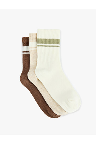Koton Ribbed Striped 3-Piece Sock Set