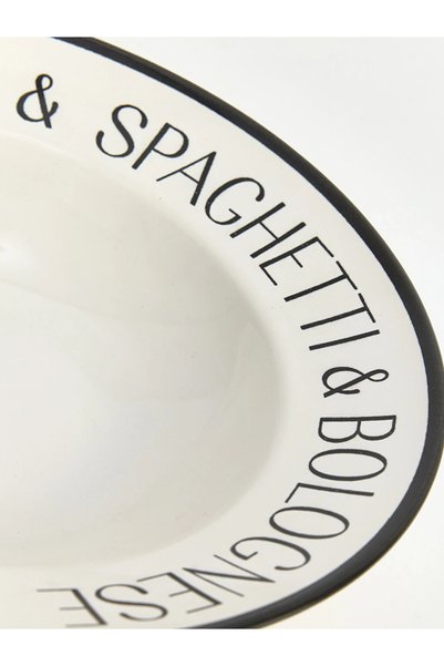 LC Waikiki Lcw Home Black Text Printed Round Deep Pasta Plate