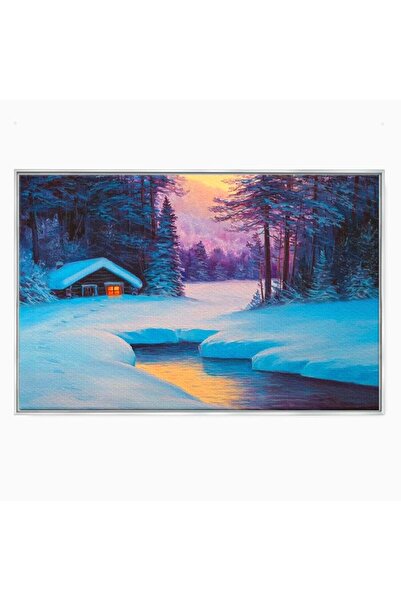 Luxcanva Tablou Canvas Cabana dintre Brazi 120x80 cm cu Rama Argintiu Brazi C...