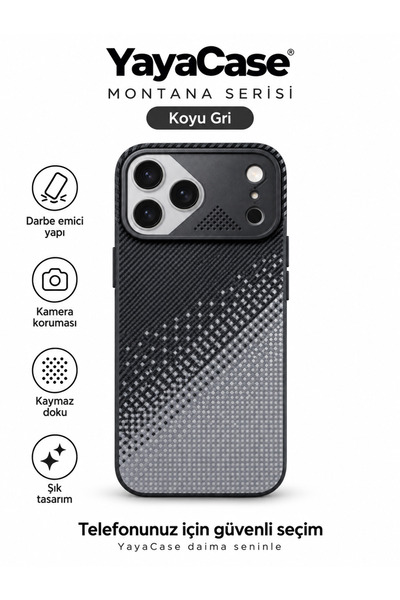 Karbon Montana Serisi Magsafe'li - Koyu Gri - iPhone 13 Pro Max Uyumlu