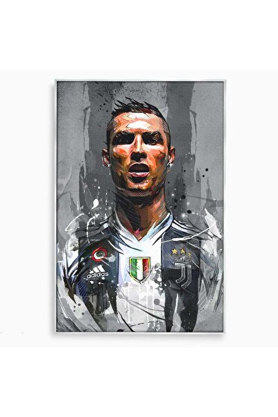Luxcanva Tablou Canvas Cristiano Ronaldo 70x100 cm cu Rama Argintiu Culori Cr...