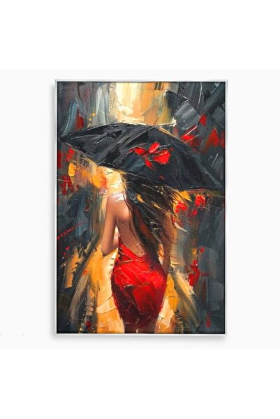 Luxcanva Tablou Canvas Pasi prin Furtuna 80x120 cm cu Rama Argintiu Ploaie Or...