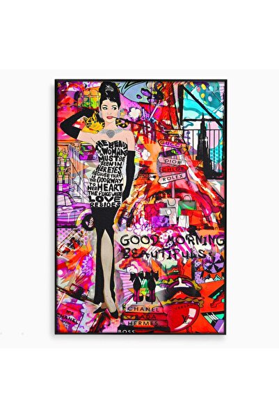 Luxcanva Tablou Canvas All About Brands 50x70 cm cu Rama Negru Culori Pop Art...