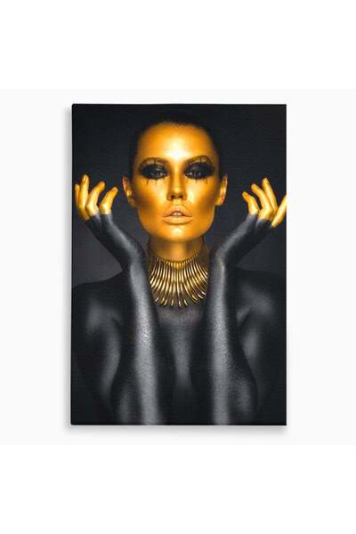 Luxcanva Tablou Canvas Wakanda Beauty 50x70 cm pe Sasiu Lemn Gold Femeie Privire
